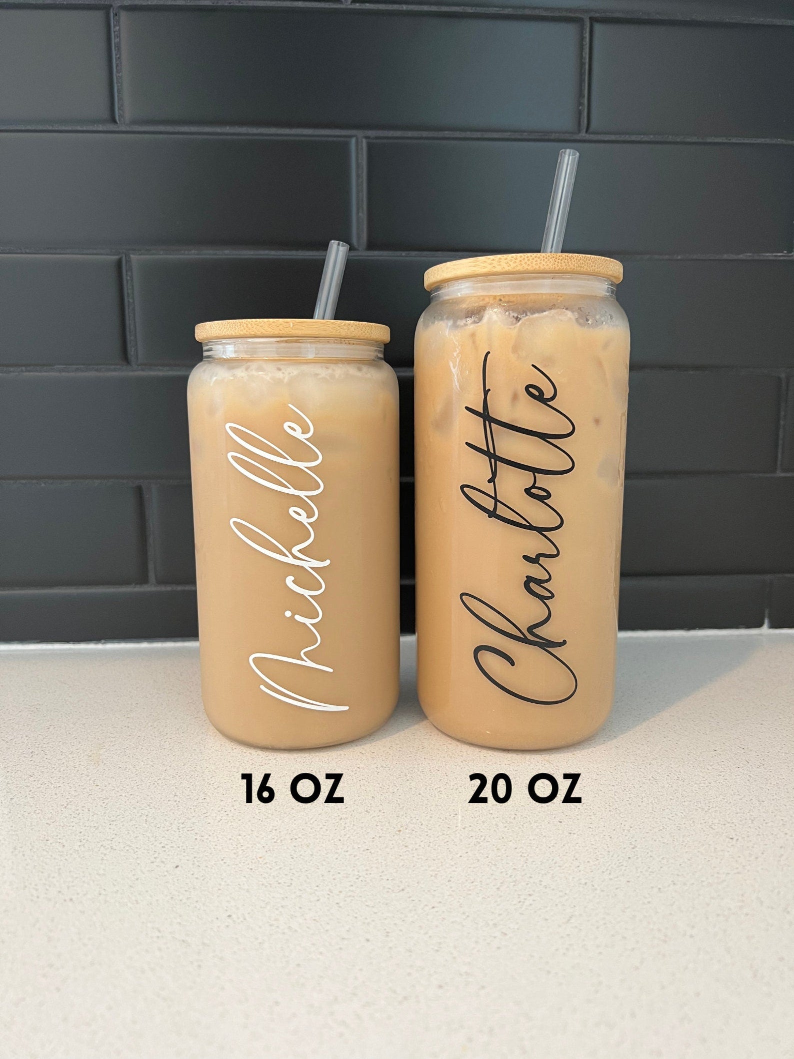 Personalized Iced Coffee Cup, 20oz Glass Cup, Custom Beer Can Glass with Lid and Straw, Bridesmaid Gift, Bridesmaid Proposal il_1588xN.5069781802_hqit.jpg