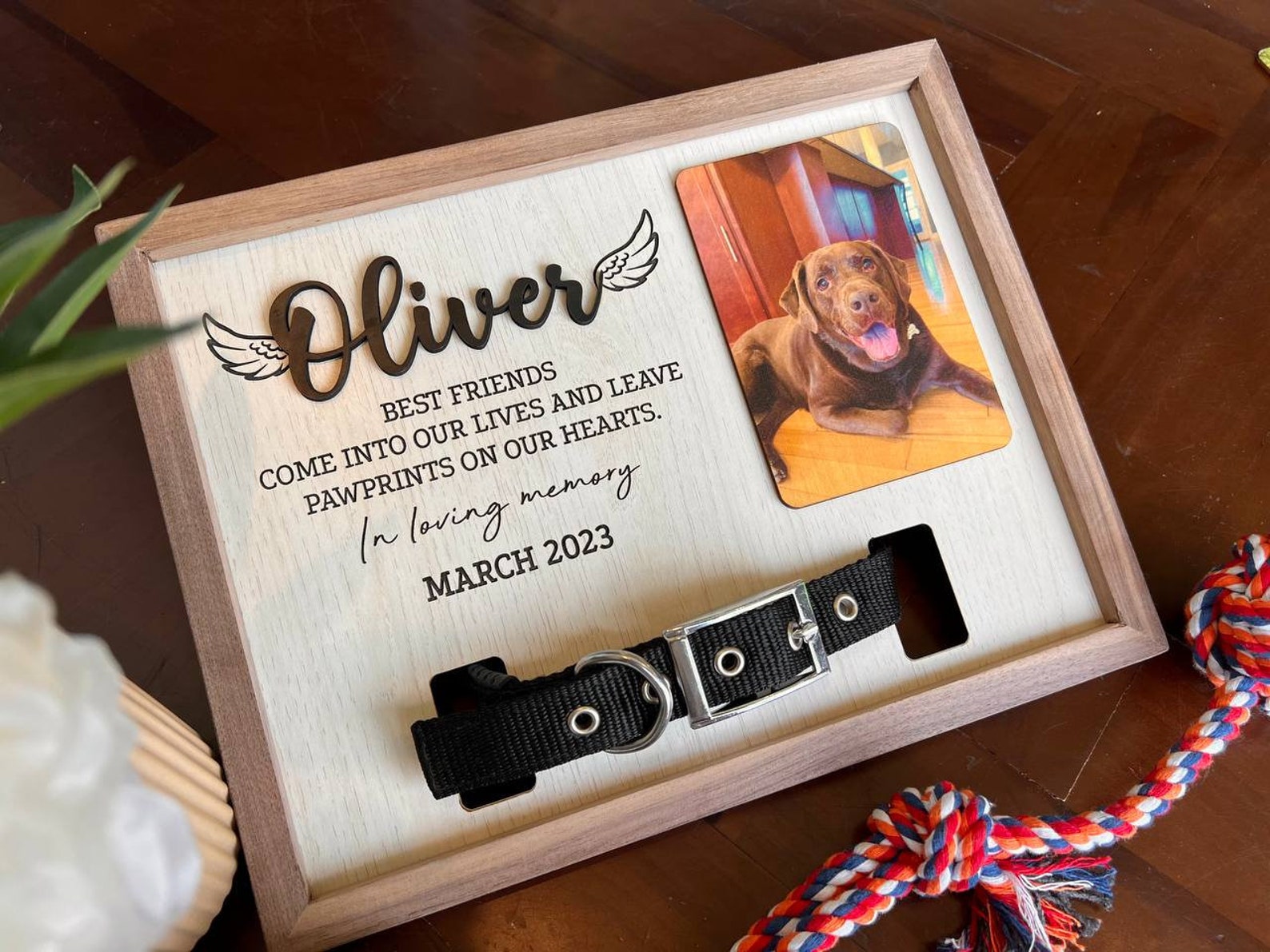 Memorial Pet Collar Sign, Loss of Dog, Puppy Memorial Wooden Picture Frame , Dog Memorial Gifts, Pet Loss Gifts, Pet Sympathy Gift il_1588xN.5255110862_8n8p.jpg