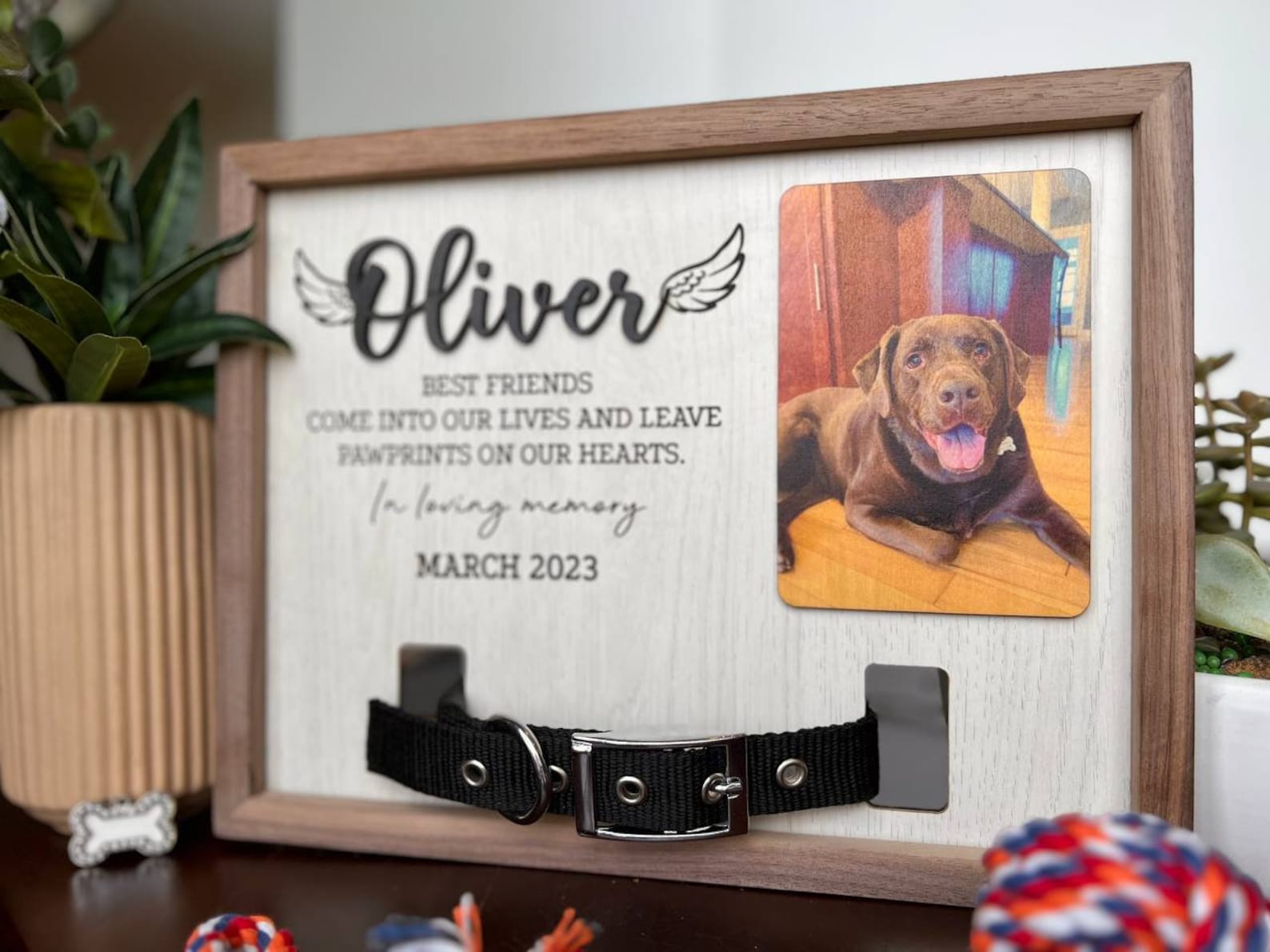 Memorial Pet Collar Sign, Loss of Dog, Puppy Memorial Wooden Picture Frame , Dog Memorial Gifts, Pet Loss Gifts, Pet Sympathy Gift il_1588xN.5255115786_lgw5.jpg