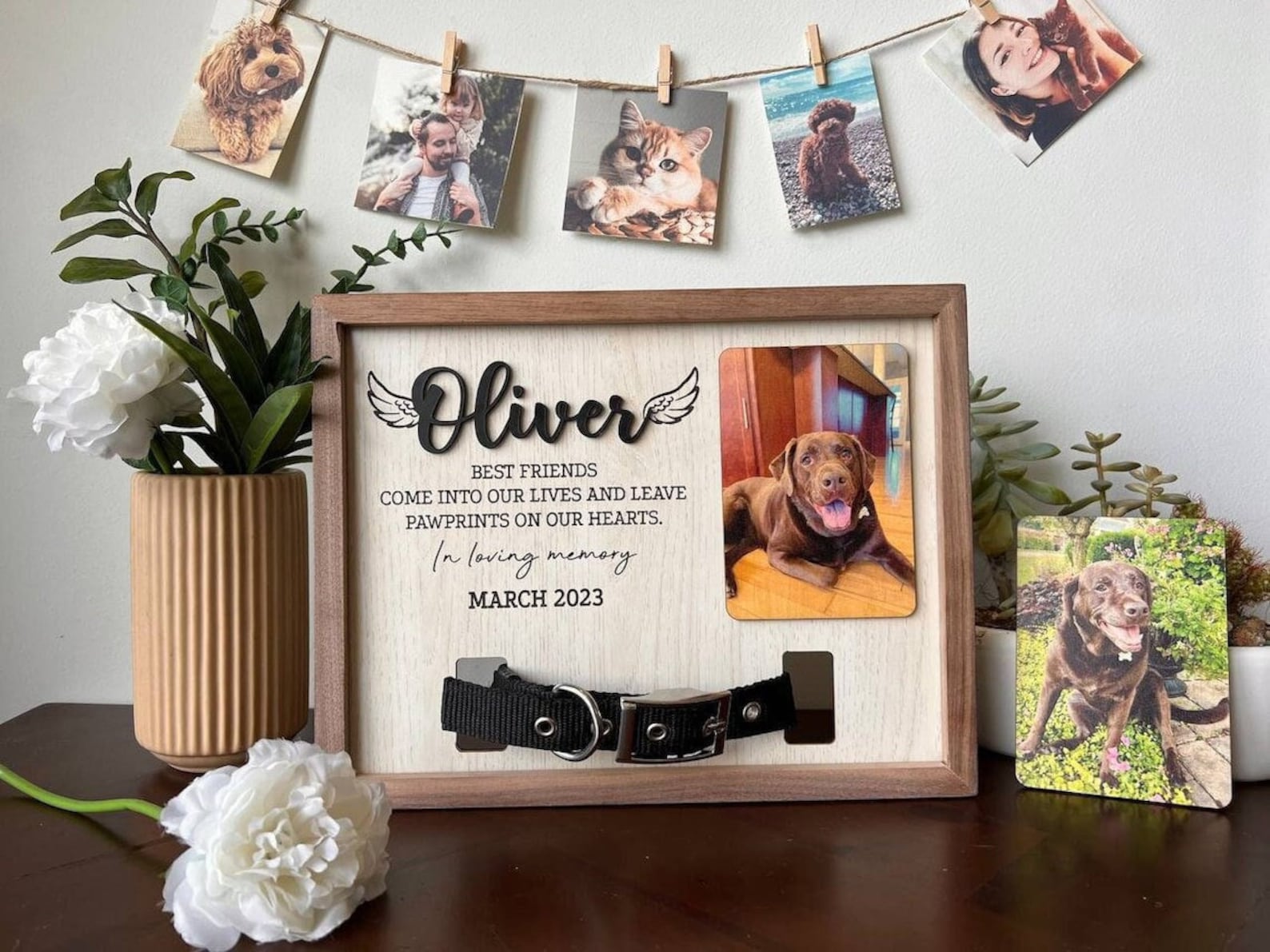 Memorial Pet Collar Sign, Loss of Dog, Puppy Memorial Wooden Picture Frame , Dog Memorial Gifts, Pet Loss Gifts, Pet Sympathy Gift il_1588xN.5302906293_tll6.jpg