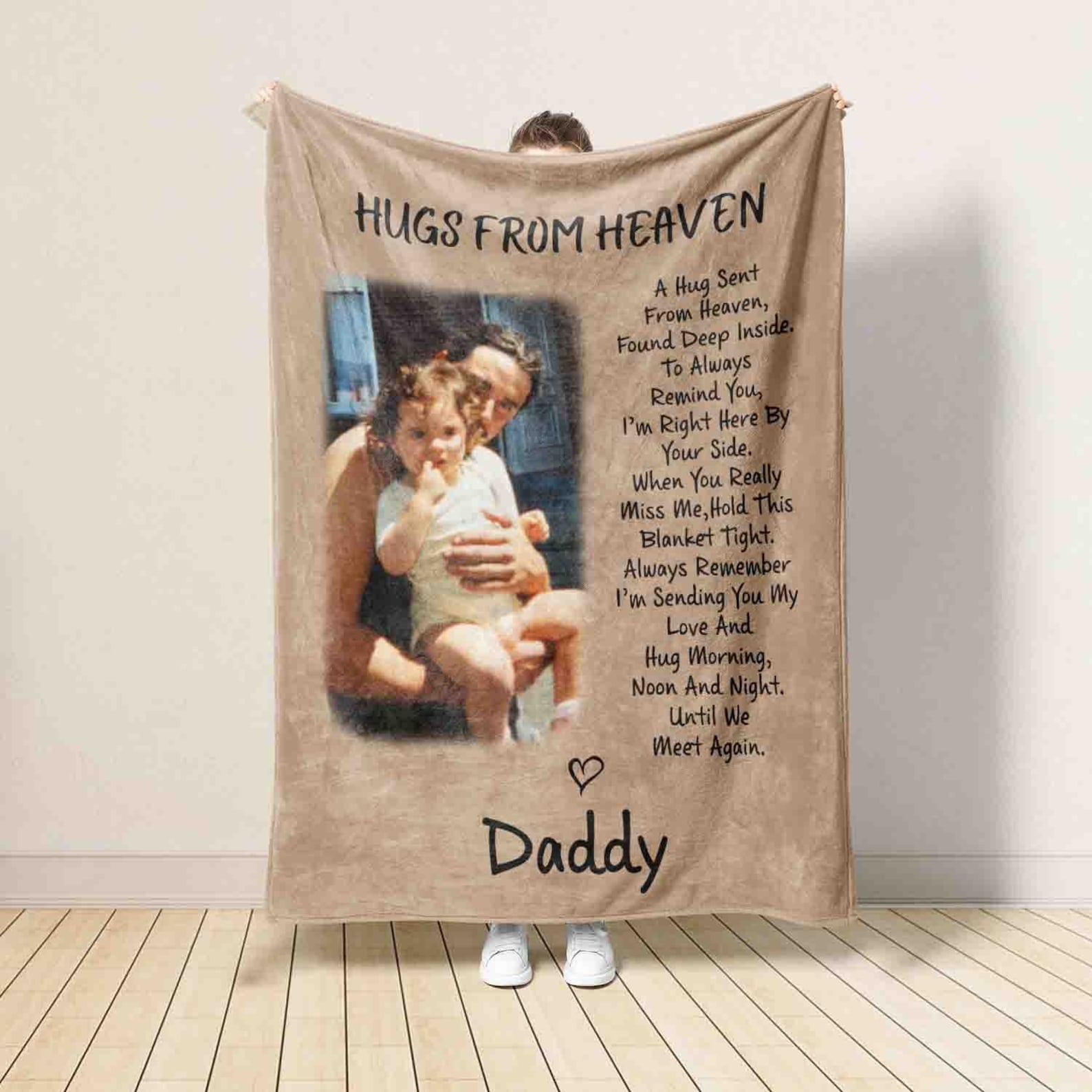 Blanket Gift For Loss Of Dad, Mom, Grandpa, Grandma, Hugs From Heaven Personalized Memorial Blanket, In Memory Of Photo, Sympathy Blankets il_1588xN.5357164770_p8k6.jpg