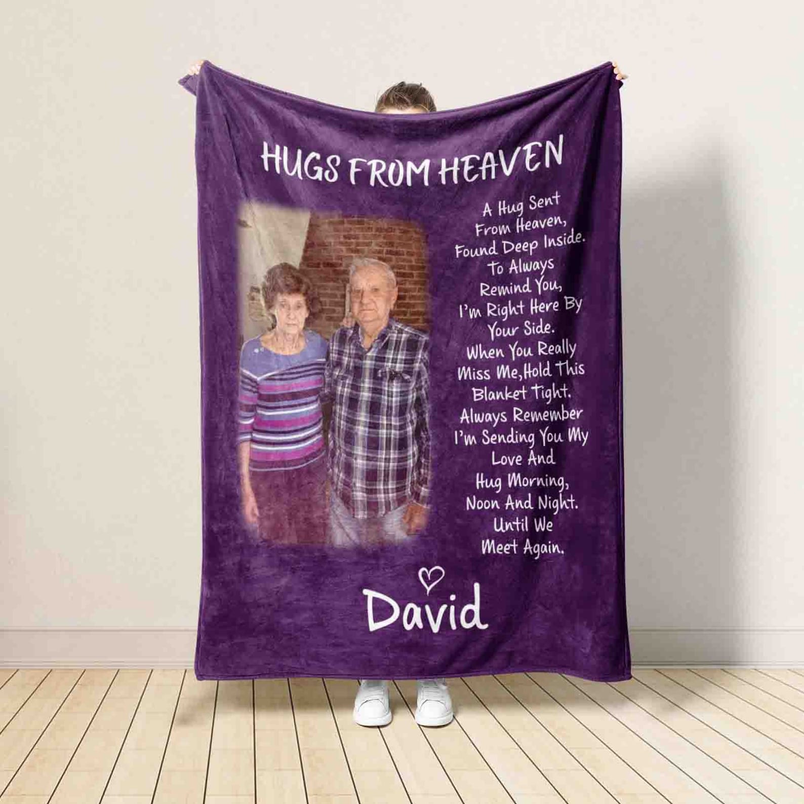 Blanket Gift For Loss Of Dad, Mom, Grandpa, Grandma, Hugs From Heaven Personalized Memorial Blanket, In Memory Of Photo, Sympathy Blankets il_1588xN.5405242317_iv44.jpg