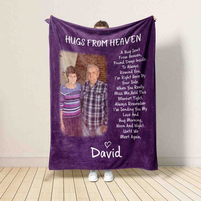 Blanket Gift For Loss Of Dad, Mom, Grandpa, Grandma, Hugs From Heaven Personalized Memorial Blanket, In Memory Of Photo, Sympathy Blankets il_1588xN.5405242317_iv44.jpg