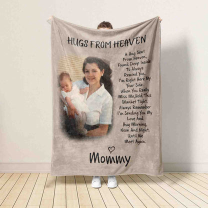 Blanket Gift For Loss Of Dad, Mom, Grandpa, Grandma, Hugs From Heaven Personalized Memorial Blanket, In Memory Of Photo, Sympathy Blankets il_1588xN.5405242341_z6o7.jpg