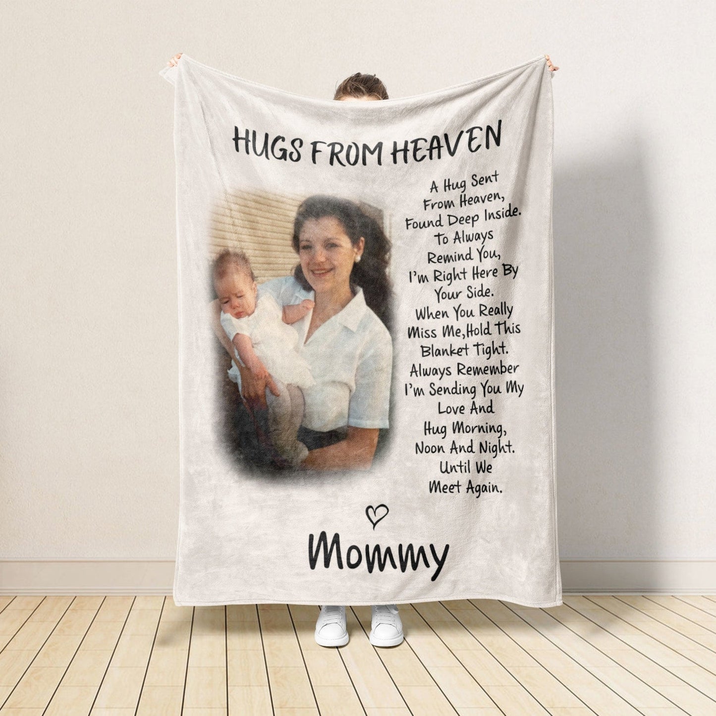 Blanket Gift For Loss Of Dad, Mom, Grandpa, Grandma, Hugs From Heaven Personalized Memorial Blanket, In Memory Of Photo, Sympathy Blankets il_1588xN.5405242475_l7si.jpg