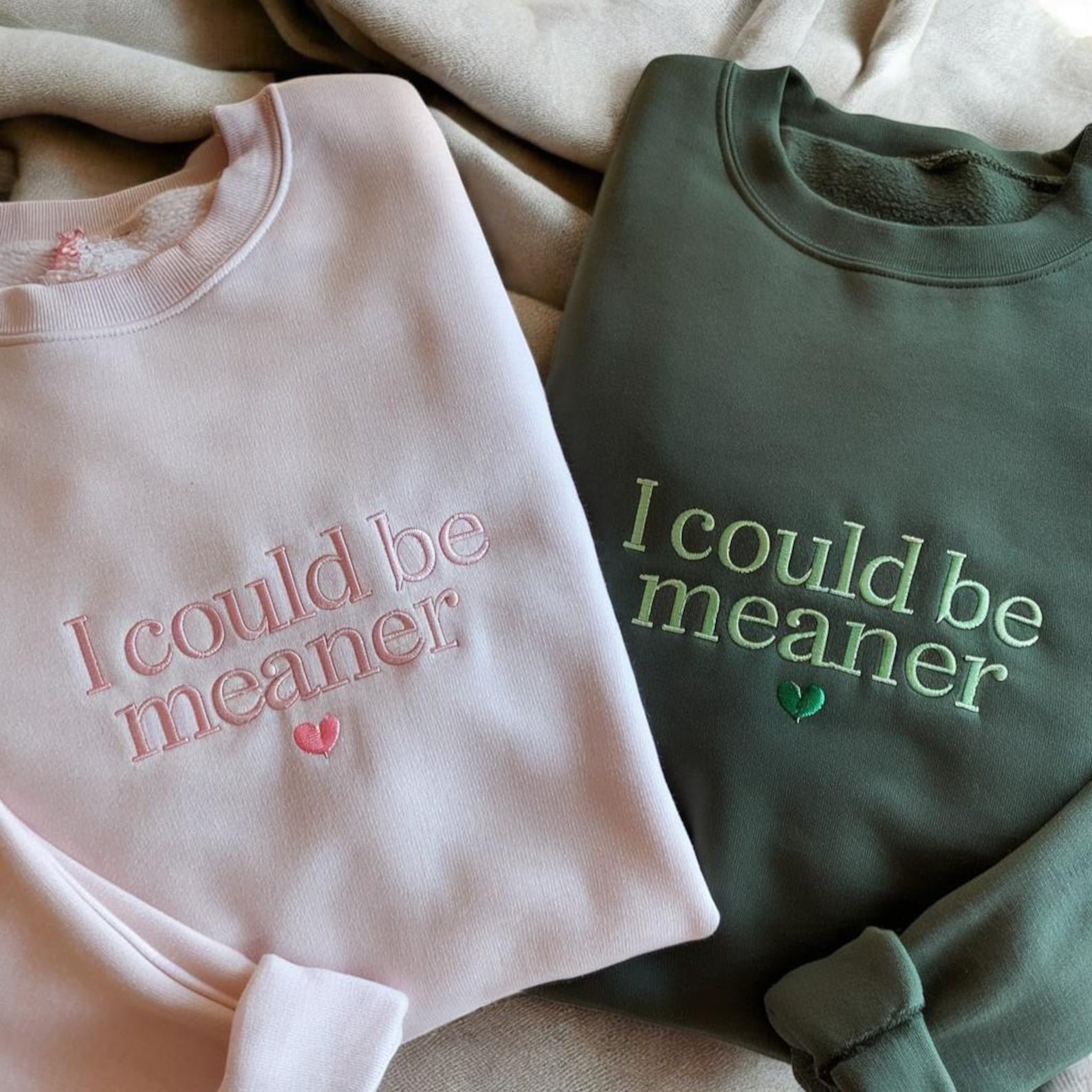 Embroidered I Could Be Meaner Sweatshirt, Spicy Attitude Sweater, Confident Sweatshirt, Funny Parent Sweatshirt, Mean Friend Shirt il_1588xN.6569940238_55p2.jpg