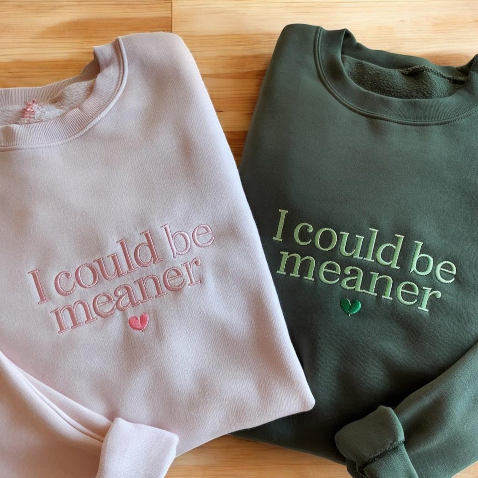 Embroidered I Could Be Meaner Sweatshirt, Spicy Attitude Sweater, Confident Sweatshirt, Funny Parent Sweatshirt, Mean Friend Shirt il_1588xN.6618054883_c7uk.jpg