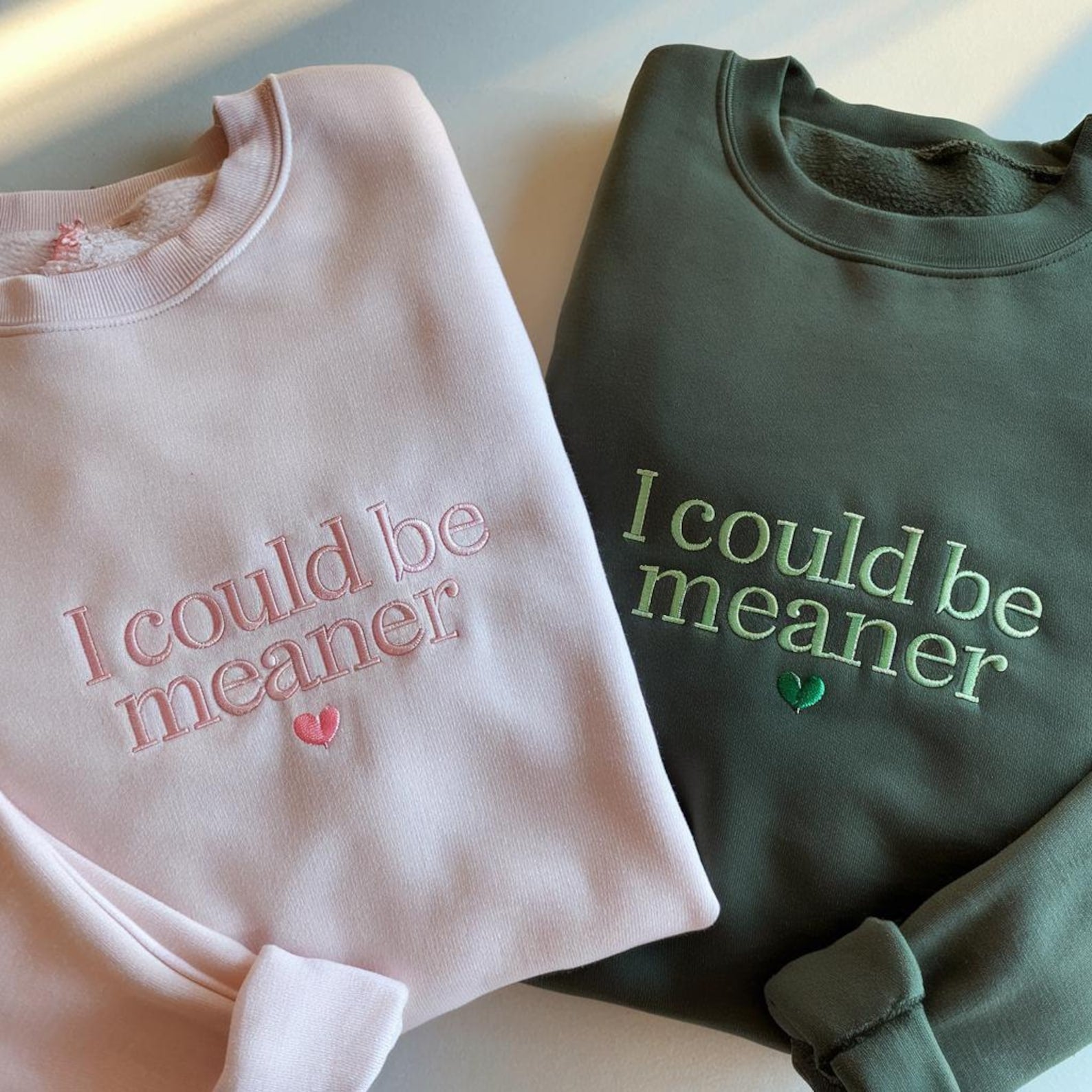 Embroidered I Could Be Meaner Sweatshirt, Spicy Attitude Sweater, Confident Sweatshirt, Funny Parent Sweatshirt, Mean Friend Shirt il_1588xN.6618055011_1ruf.jpg