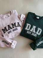 Personalized Mama & Dad Embroidered Sweatshirt, Custom Embroidery Sweatshirt, Matching New Mom and Dad Outfit Gift, Mother day, Father's Day il_1588xN.6675590509_5z2k.jpg