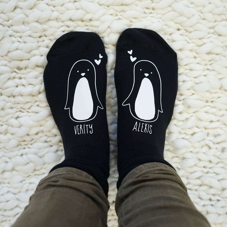 Penguin Socks - Penguin Couple Socks - Valentine Penguin Socks - Penguin Gift - Personalised Valentines Socks - Couple Gift il_794xN.1410010450_enwl.jpg