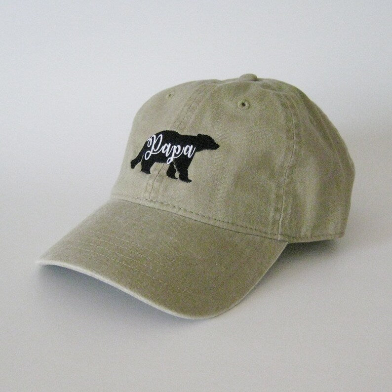 Papa Bear Embroidered Dad Hat Vintage Denim Adjustable Baseball Cap for Fathers, Cool Casual Gift for Dad, Outdoor Adventure Style Father's Day Present