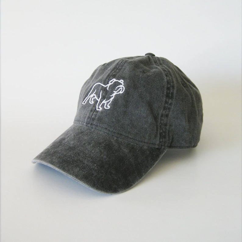 Bulldog Embroidered Dad Hat Vintage Washed Baseball Cap, Cute Dog Lover Gift, Pet Owner Hat, Animal Embroidery Unisex Casual Cap