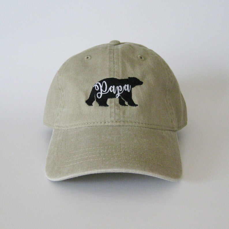 Papa Bear Embroidered Dad Hat Vintage Denim Adjustable Baseball Cap for Fathers, Cool Casual Gift for Dad, Outdoor Adventure Style Father's Day Present