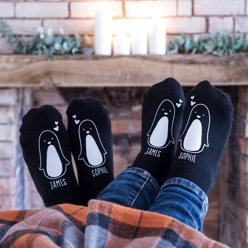 Penguin Socks - Penguin Couple Socks - Valentine Penguin Socks - Penguin Gift - Personalised Valentines Socks - Couple Gift il_794xN.1726538243_jmhz.jpg