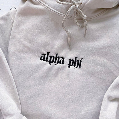 Old English Sorority Chapter Greek Letter Hoodie Sweatshirt / Gildan Hoodie Sweatshirt / Big Little Family Letter Hoodie Sweatshirts