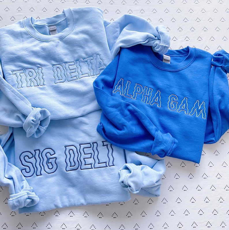 Groovy Wavy Greek Embroidered Sorority Crewneck Sweatshirt / Crew Neck Sweatshirt / Big Little Sweatshirts