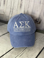 Alpha Sigma Kappa, Monogrammed hat, Fraternity hat, distressed hat, personalized hat, custom hat, unstructured hat, sorority hat