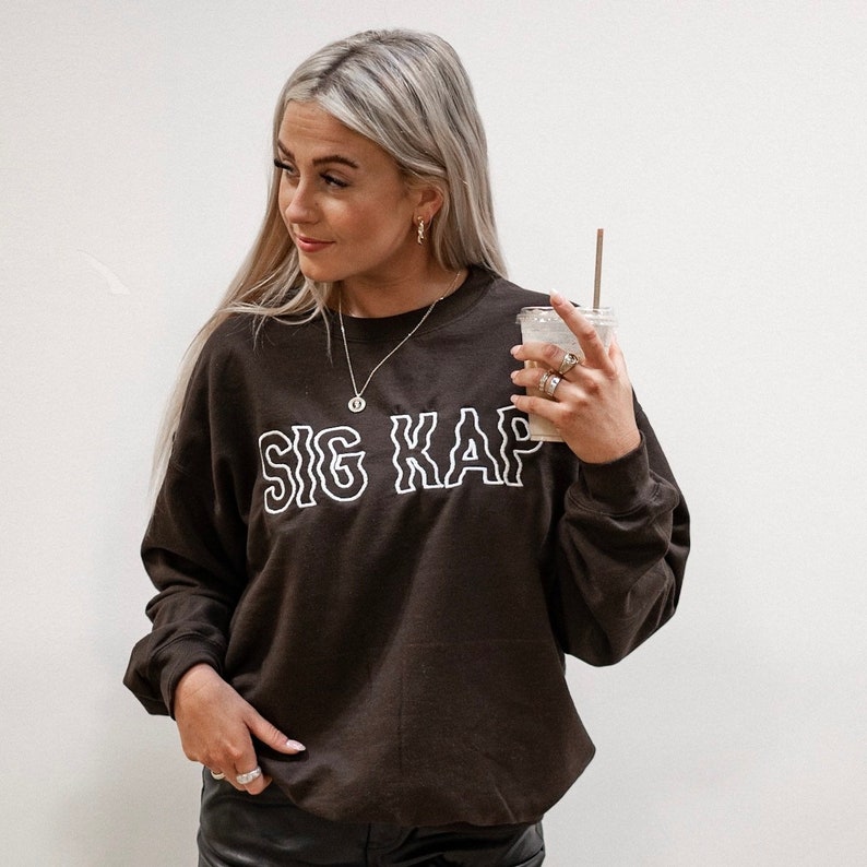 Groovy Wavy Greek Embroidered Sorority Crewneck Sweatshirt / Crew Neck Sweatshirt / Big Little Sweatshirts