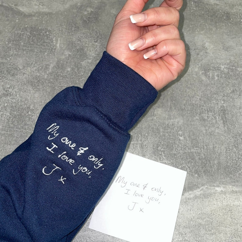 Custom Your Handwriting Embroidered Sweatshirt, Embroidered Couple Message Shirt, Couple Matching Sweatshirt, Personalized Gift For Him Her il_794xN.3619413014_bjau.jpg
