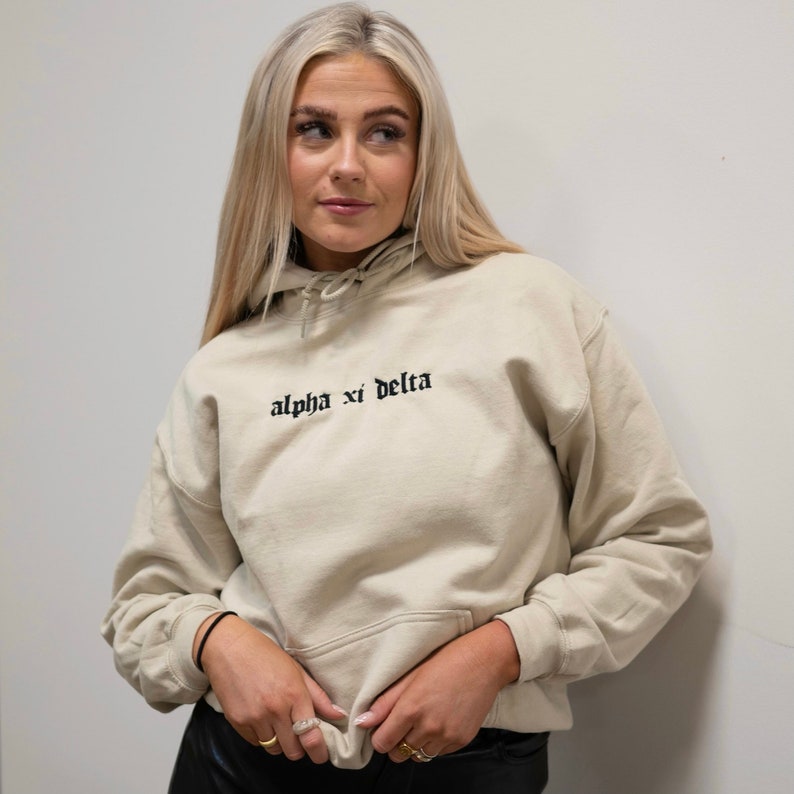 Old English Sorority Chapter Greek Letter Hoodie Sweatshirt / Gildan Hoodie Sweatshirt / Big Little Family Letter Hoodie Sweatshirts