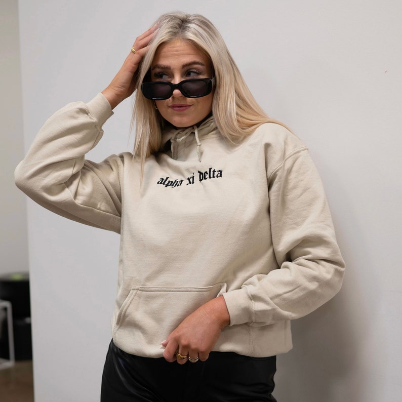 Old English Sorority Chapter Greek Letter Hoodie Sweatshirt / Gildan Hoodie Sweatshirt / Big Little Family Letter Hoodie Sweatshirts