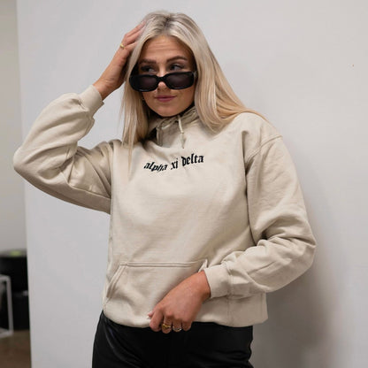 Old English Sorority Chapter Greek Letter Hoodie Sweatshirt / Gildan Hoodie Sweatshirt / Big Little Family Letter Hoodie Sweatshirts