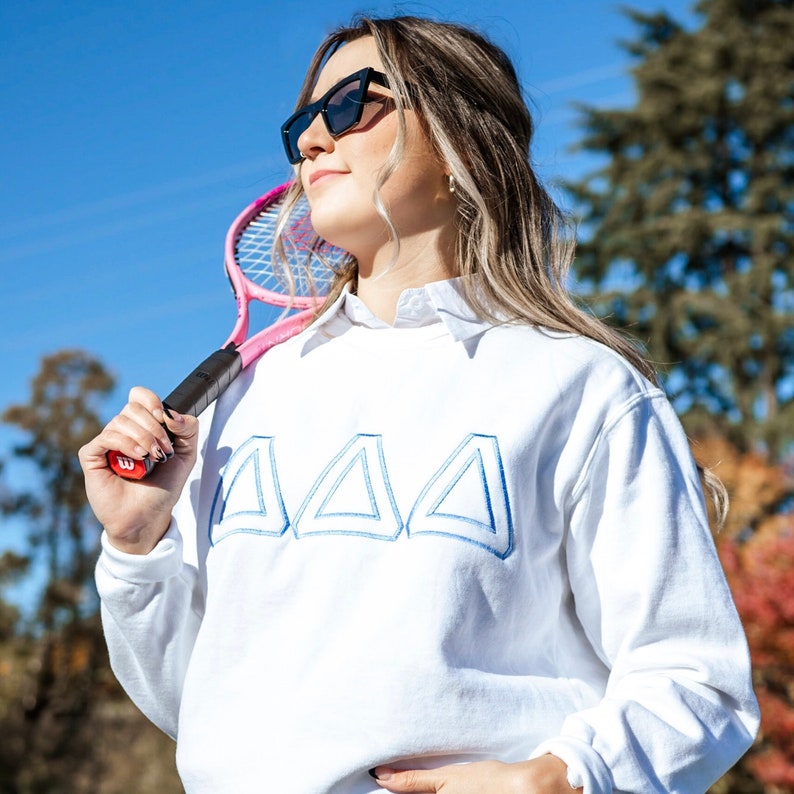 Varsity Greek Letter Embroidered Sorority Crewneck Sweatshirt / Crew Neck Sweatshirt / Big Little Family Letter Sweatshirts