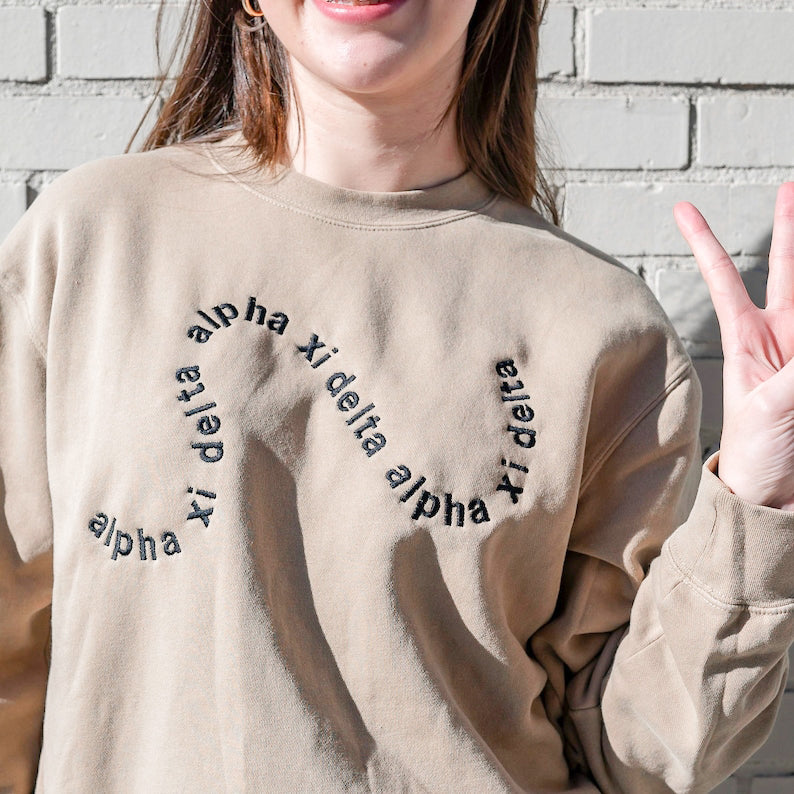 Swirly Sorority Chapter Greek Letter Sweatshirt / Independent Trading Co Crew Neck Sweatshirt / Big Little Family Letter Sweatshirts