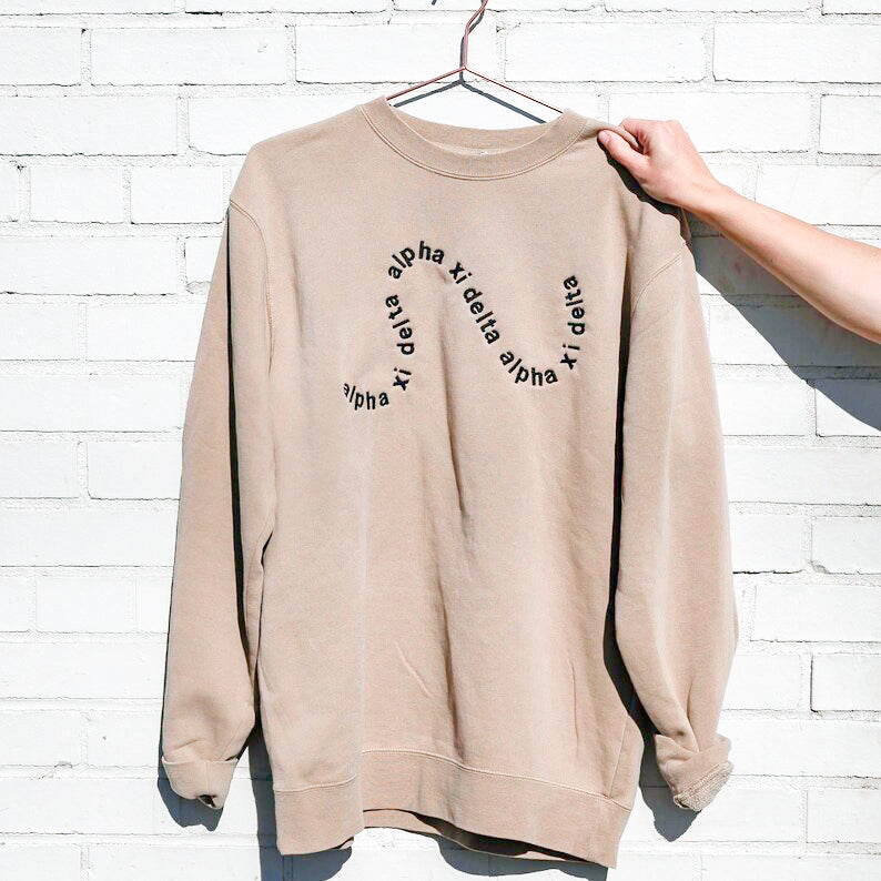 Swirly Sorority Chapter Greek Letter Sweatshirt / Independent Trading Co Crew Neck Sweatshirt / Big Little Family Letter Sweatshirts