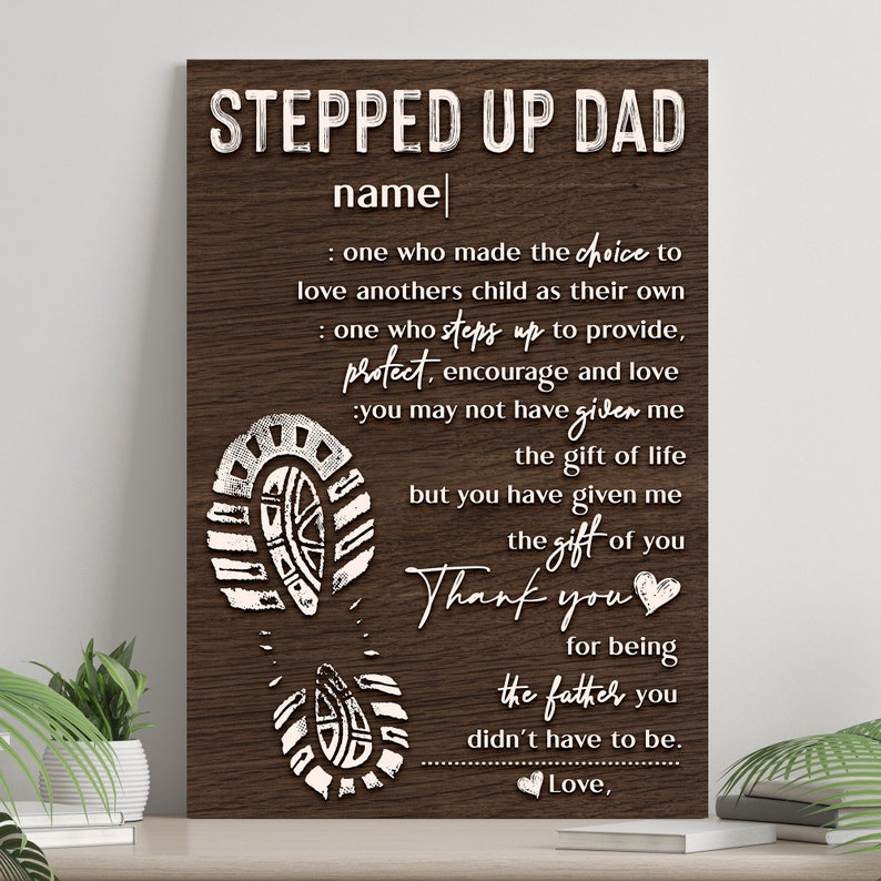 Personalized Stepped Up Dad Canvas, Father's Day Gifts From Kids Custom Canvas Sign, Step Dad Fathers Day Gift Sign, Bonus Dad Gift il_794xN.3835032046_1e3l.jpg