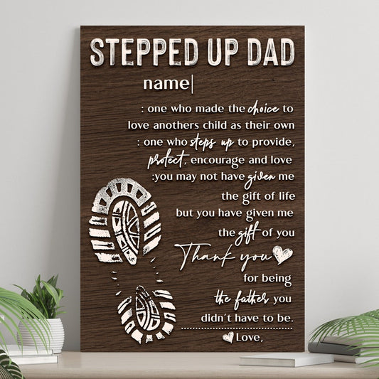 Personalized Stepped Up Dad Canvas, Father's Day Gifts From Kids Custom Canvas Sign, Step Dad Fathers Day Gift Sign, Bonus Dad Gift il_794xN.3835032046_1e3l.jpg