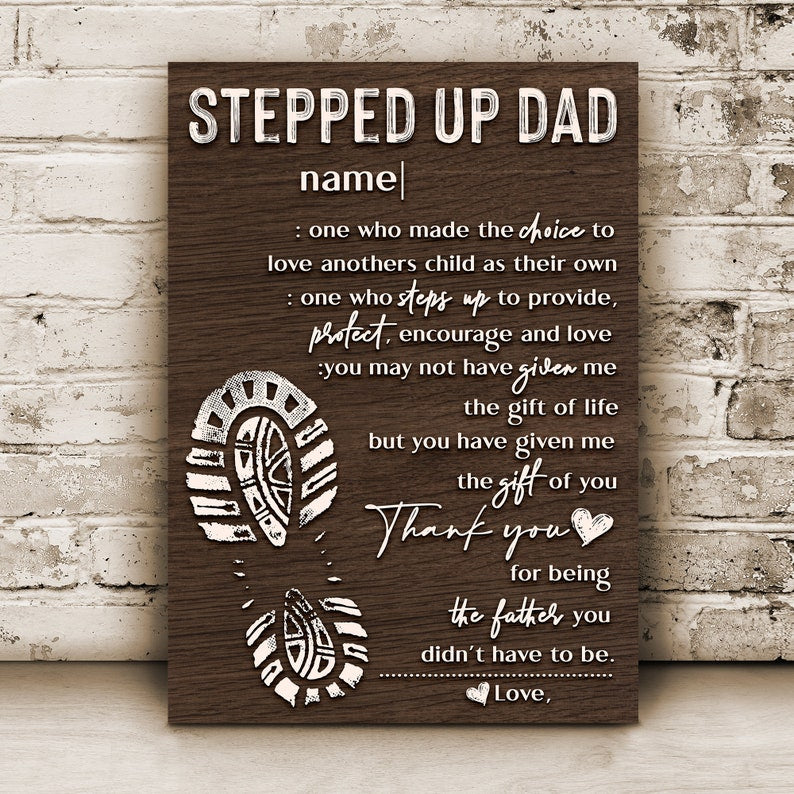 Personalized Stepped Up Dad Canvas, Father's Day Gifts From Kids Custom Canvas Sign, Step Dad Fathers Day Gift Sign, Bonus Dad Gift il_794xN.3882505389_ry48.jpg