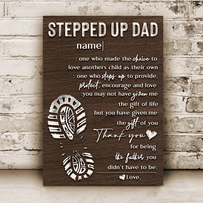 Personalized Stepped Up Dad Canvas, Father's Day Gifts From Kids Custom Canvas Sign, Step Dad Fathers Day Gift Sign, Bonus Dad Gift il_794xN.3882505389_ry48.jpg