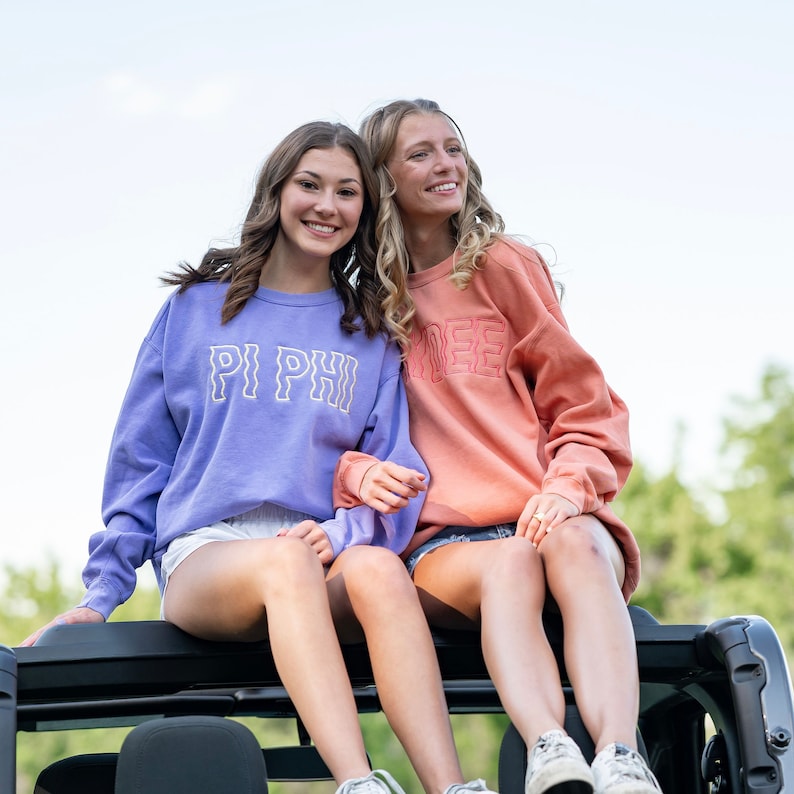 Groovy Wavy Greek Embroidered Sorority Crewneck Sweatshirt / Crew Neck Sweatshirt / Big Little Sweatshirts