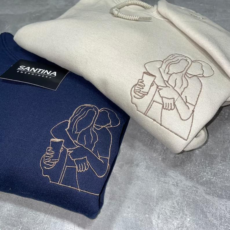 Custom Embroidered Portrait Hoodie Sweater Tshirt, Line Art Graphic Print Out Gift, Anniversary Engagement Special Gift, Memory, Love Family il_794xN.3967804757_k013_11zon.png?v=1743397443