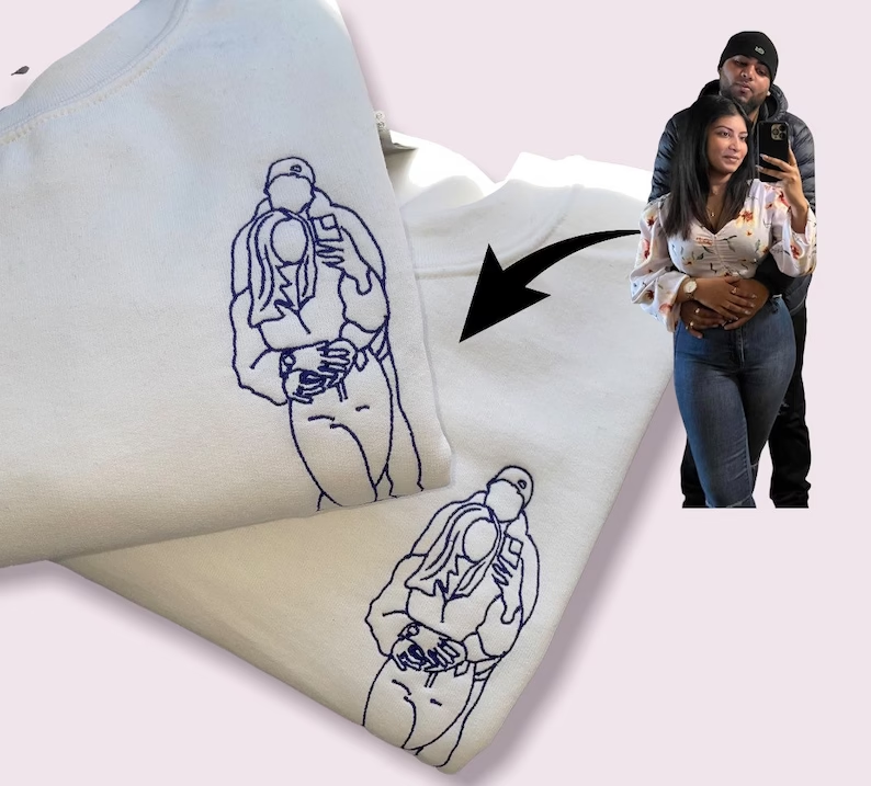 Custom Embroidered Portrait Hoodie Sweater Tshirt, Line Art Graphic Print Out Gift, Anniversary Engagement Special Gift, Memory, Love Family il_794xN.3969150901_l4fd_11zon.png?v=1743397443