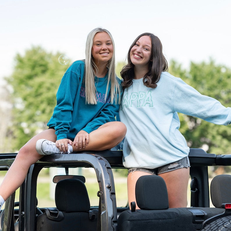 Groovy Wavy Greek Embroidered Sorority Crewneck Sweatshirt / Crew Neck Sweatshirt / Big Little Sweatshirts