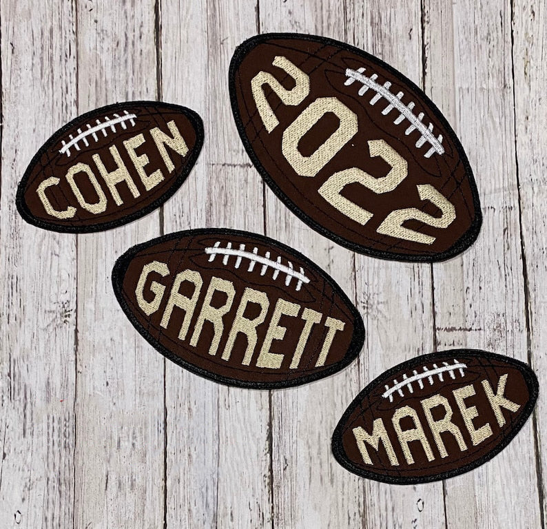 Iron On Patch Football Personalized Back to School Iron On Patch College Embroidered Custom Applique Sports University Name Tag