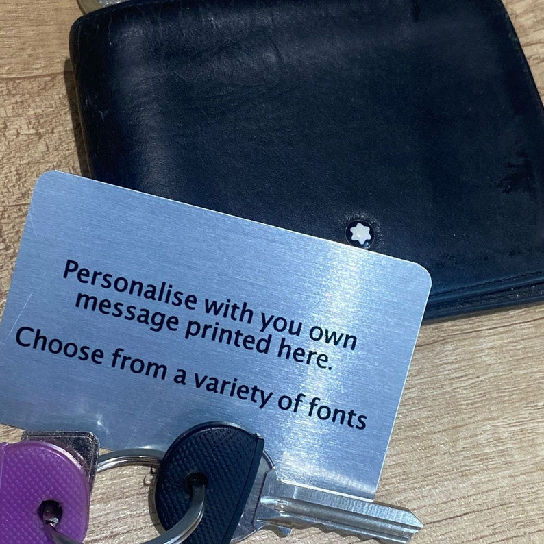 Personalised Metal Wallet Card - Add any text custom card - Keepsake Gift For Him, Boyfriend, Husband, Valentines, Anniversary - own text il_794xN.4024501113_eslk.jpg