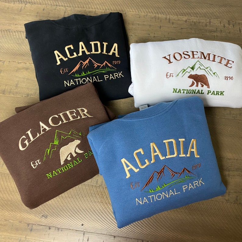 Custom National Park Crewneck Sweatshirt Embroidered Personalized Design