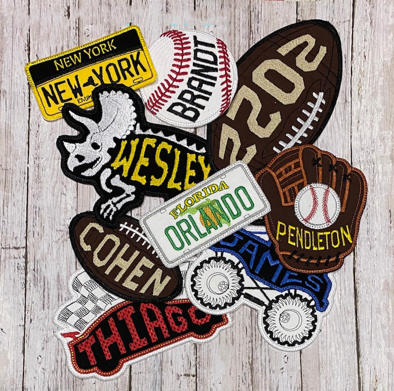 Iron On Patch Football Personalized Back to School Iron On Patch College Embroidered Custom Applique Sports University Name Tag