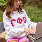 Glitter Sorority Chapter Greek Letter Stitched Sweatshirt / Gildan Crew Neck Sweatshirt / Big Little Family Letter Sweatshirts