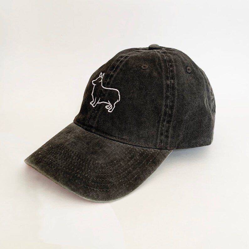 Cute Corgi Embroidered Dad Hat Vintage Adjustable Baseball Cap, Minimalist Dog Lover Gift, Aesthetic Pet Owner Hat, Casual Everyday Unisex Cap for Corgi Fans and Animal Lovers