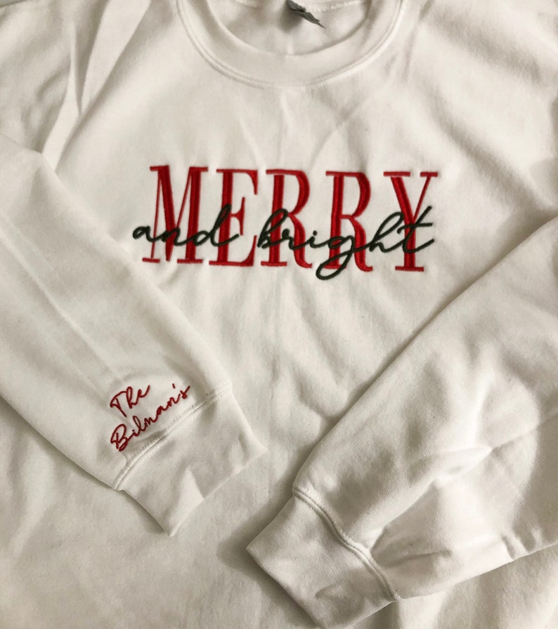 Embroidered merry and bright crewneck cozy sweatshirt holiday Christmas gifts anniversary custom sleeves housewarming gift Santa gift il_794xN.4355389754_h7qb.jpg