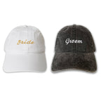 Bride and Groom Embroidered Hat Set Matching Wedding Caps for Couples, Engagement Gift, Newlywed Baseball Dad Hats for Bride & Groom