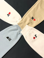 Custom Embroidered Initial Heart Sweatshirt, Initial on Sleeve, Couple Shirt, Anniversary, Couple's Shirt, Custom Embroidered Hoodie. il_794xN.4569910062_sdww.jpg