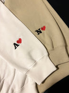 Custom Embroidered Initial Heart Sweatshirt, Initial on Sleeve, Couple Shirt, Anniversary, Couple's Shirt, Custom Embroidered Hoodie. il_794xN.4569910244_7a1a.jpg