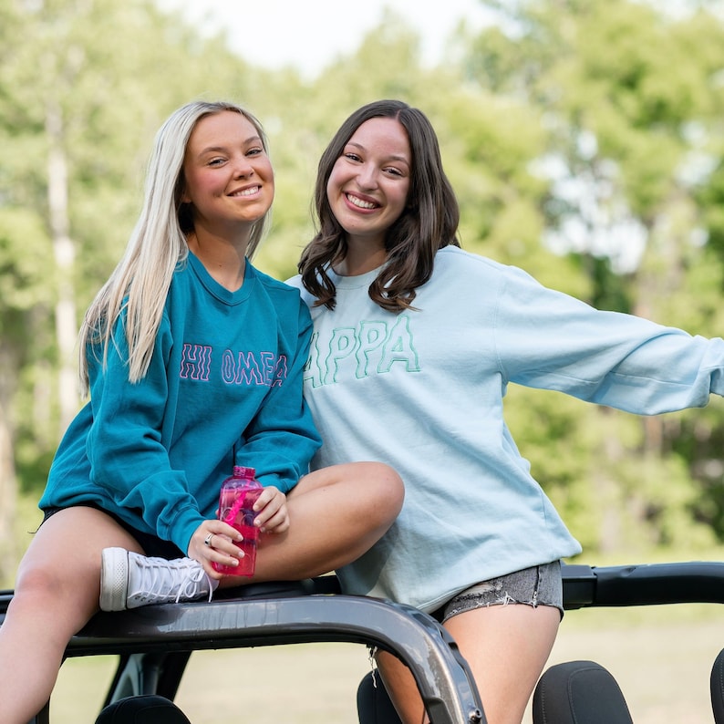 Groovy Wavy Greek Embroidered Sorority Crewneck Sweatshirt / Crew Neck Sweatshirt / Big Little Sweatshirts