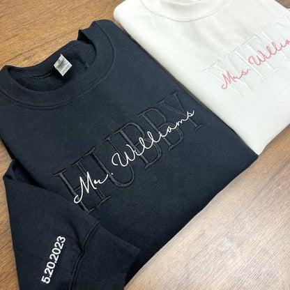 Custom Mrs. Embroidered Sweatshirt, Date On Sleeve, Hubby Wifey Shirt, Gift For Bride, Future Mrs Hoodie, Engagement Gift, Bride To Be il_794xN.4698582430_1jzx_89a22e34-a1cb-440e-bfc0-c2cd5e6c2f4d.jpg?v=1742187630