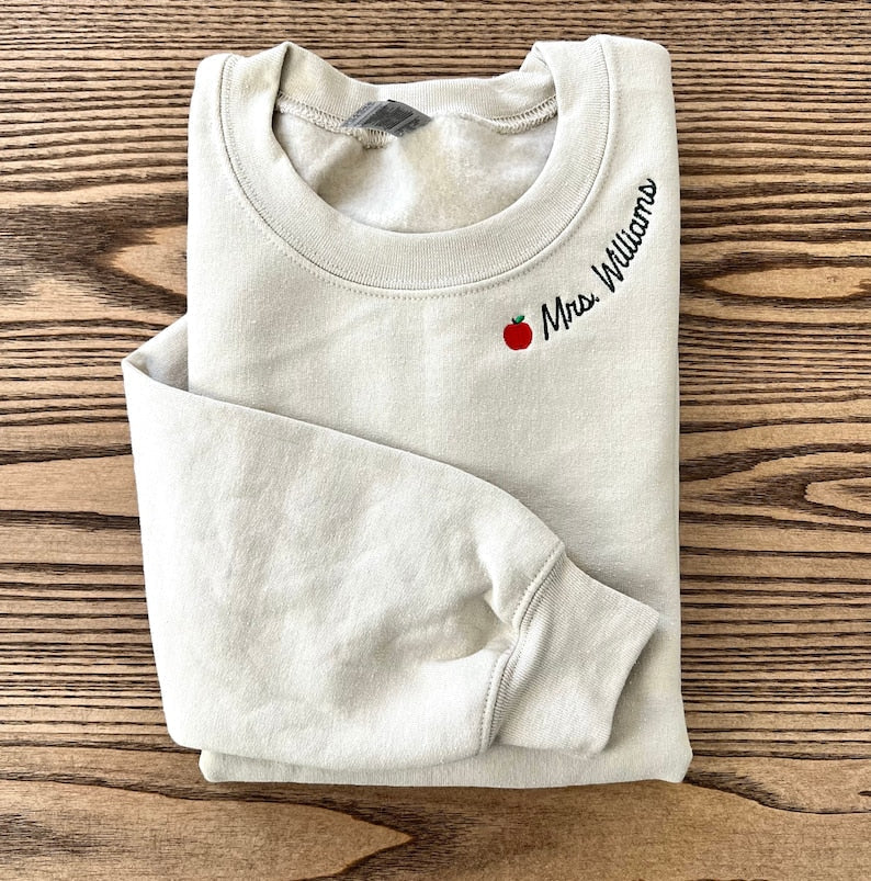 Custom Sweatshirt with Mrs. Embroidered name on neckline. Teacher gifts to show teacher appreciation il_794xN.4701322976_6r86_374b5730-5f7c-4519-b220-1aff213182e7.jpg?v=1743397366